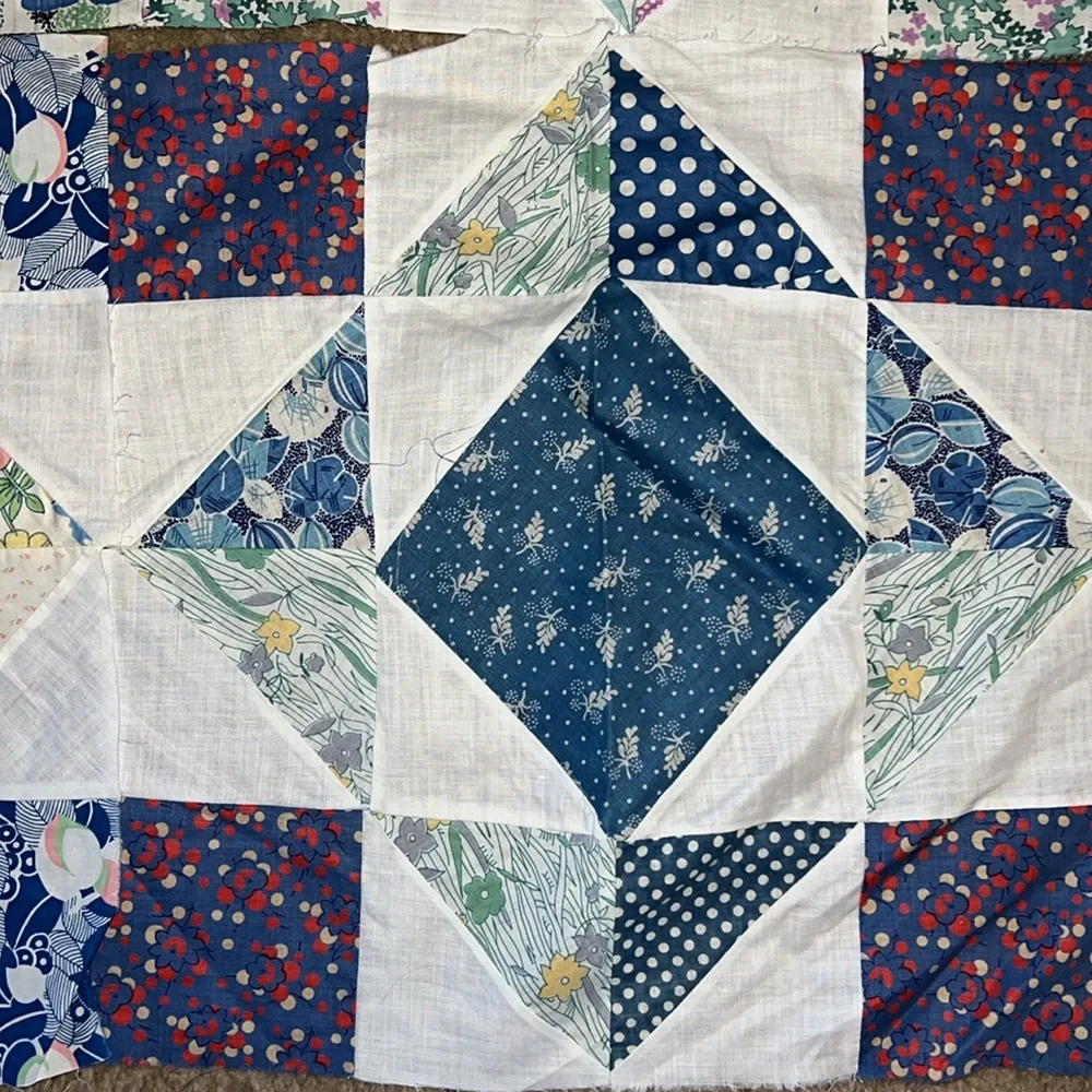 Lot 9 Antique handmade quilt blocks squares 15”